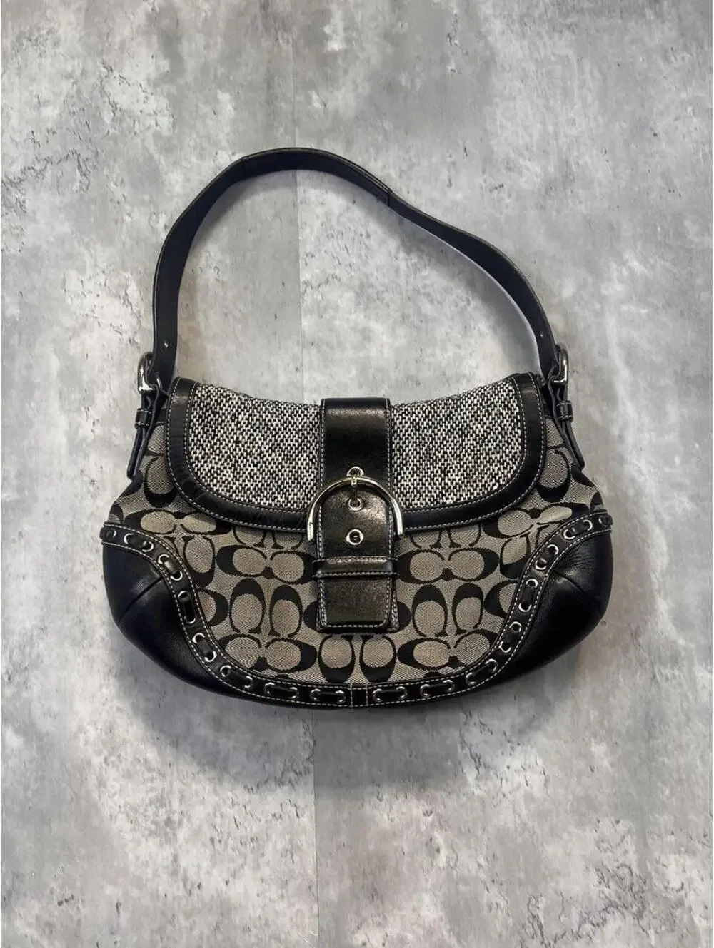 Y2K Coach Signature Soho Black Shoulder Bag